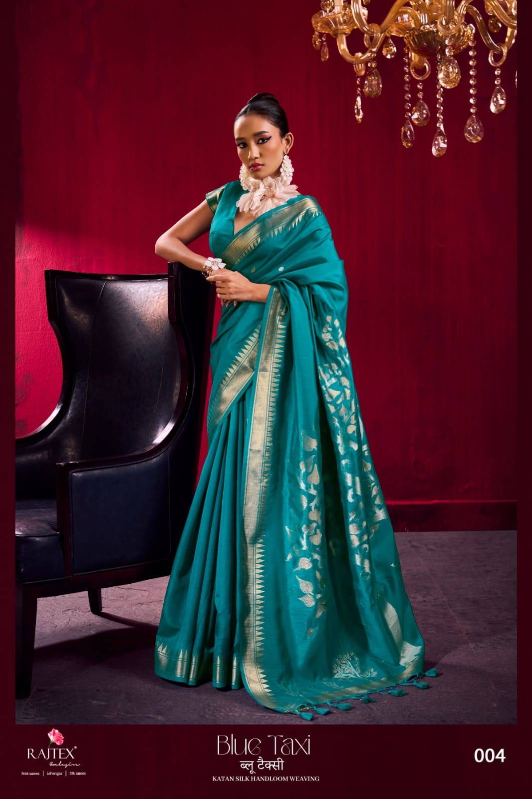 Blue Taxi By Raj Tex 001 to 006 Series Indian Traditional Wear Collection Beautiful Stylish Fancy Colorful Party Wear & Occasional Wear Satin Crepe Sarees At Wholesale Price
